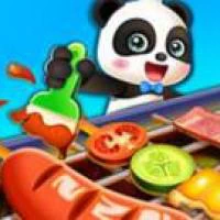 Cute Panda Cooks Food